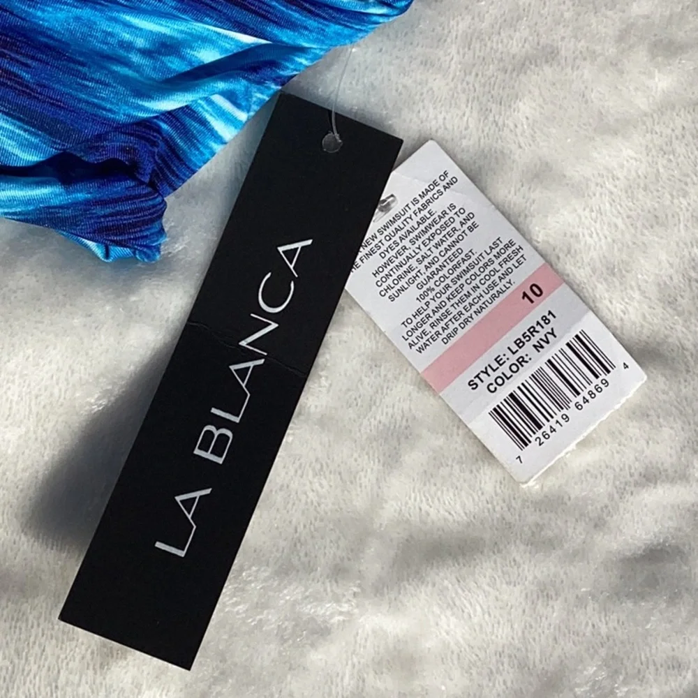 NWT La Blanca Bandeau Twist Blue Bikini Top Size 10 - Picture 6 of 6